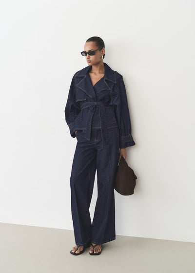Classic Denim Trench Coat